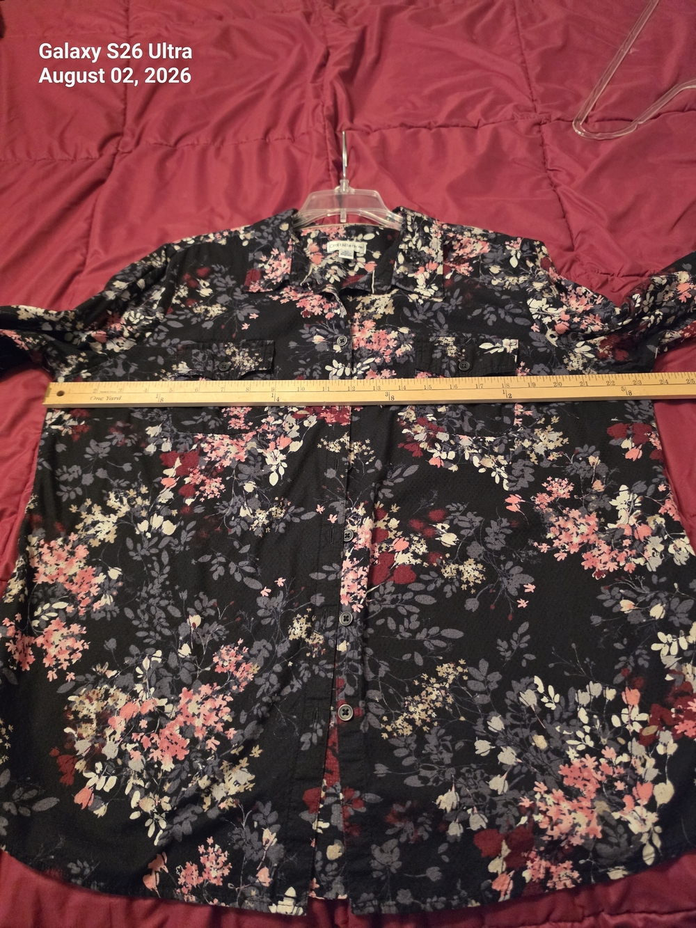 Croft & Barrow Black Floral Blouse with Pink & Cream Accents - Picture 5 of 5